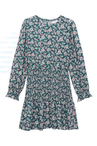 Robe froncée imprimée lettres - Bleu marine