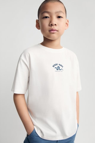 T-shirt imprimé manches courtes - Blanc cassé