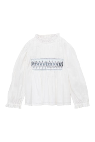 Blouse coton broderies - Blanc