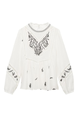 Blouse brodée coton - Blanc cassé