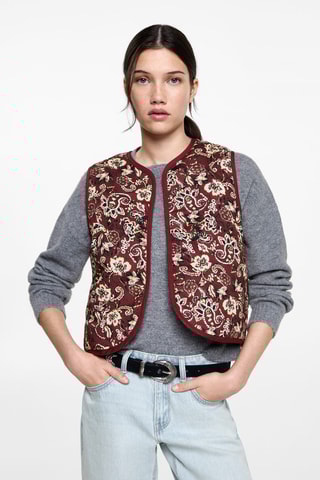 Gilet crop imprimé - Grenat