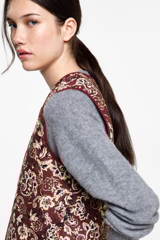 Gilet crop imprimé - Grenat