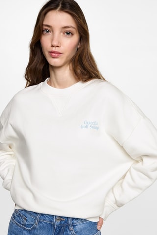 Sweater coton message - Blanc cassé