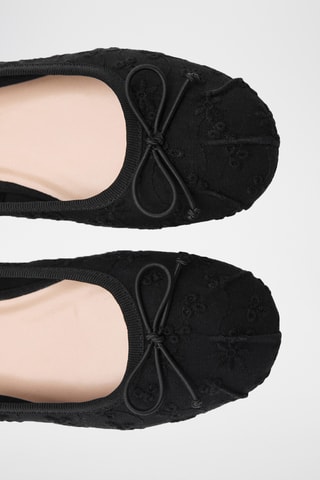 Ballerines brodées à noeud - Noir