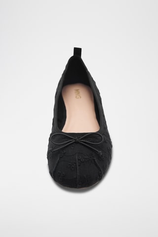 Ballerines brodées à noeud - Noir