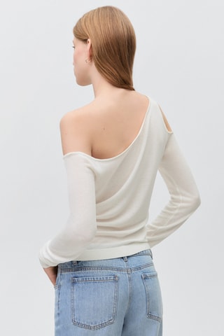 Pull-over maille asymétrique - Blanc cassé