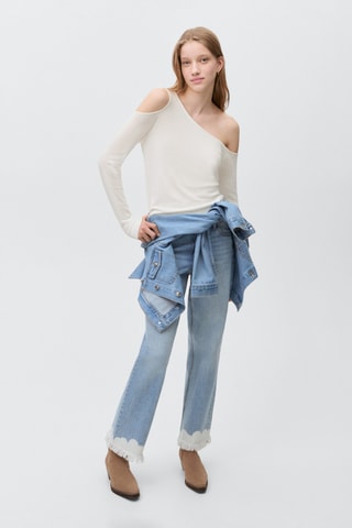 Pull-over maille asymétrique - Blanc cassé