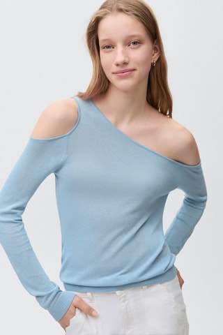 Pull-over maille asymétrique - Blanc cassé