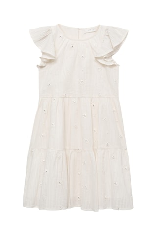 Robe coton à pois - Blanc cassé