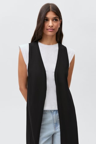 Gilet long coton - Noir