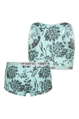 Soutien desportivo e calções Flower - Turquesa