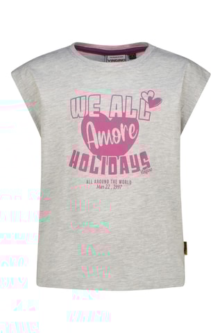 T-shirt - Cinzento-claro mesclado e rosa