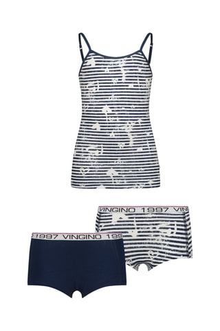 Conjunto de 3 peças - Branco e azul-marinho