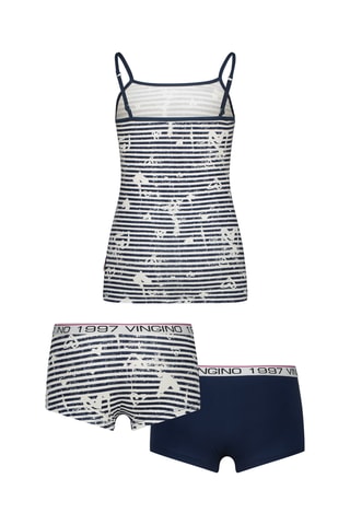 Conjunto de 3 peças - Branco e azul-marinho