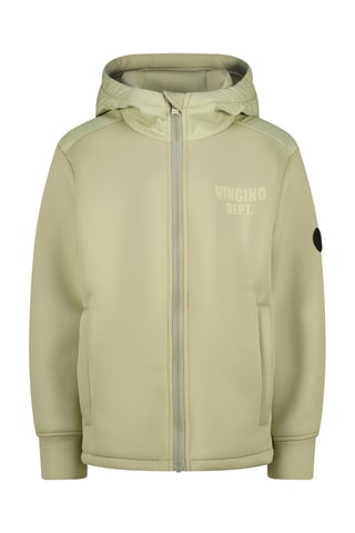 Casaco com capuz - Cru e verde-água