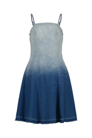 Vestido estilo patinadora dip and dye em ganga - Azul