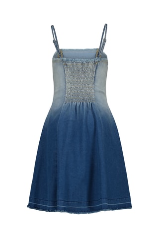 Vestido estilo patinadora dip and dye em ganga - Azul