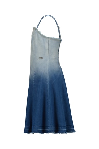 Vestido estilo patinadora dip and dye em ganga - Azul