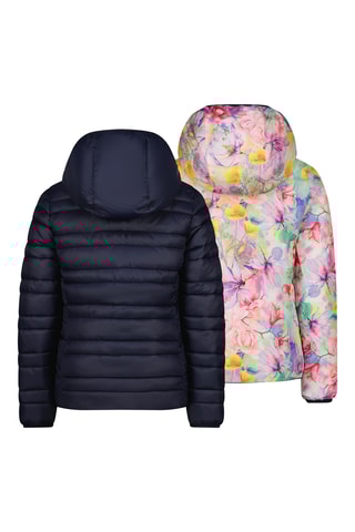 Blusão reversível com capuz - Azul-marinho e rosa