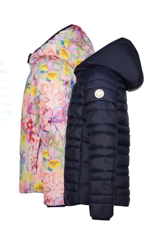 Blusão reversível com capuz - Azul-marinho e rosa