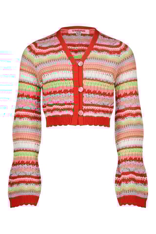 Casaco de malha - Vermelho e rosa