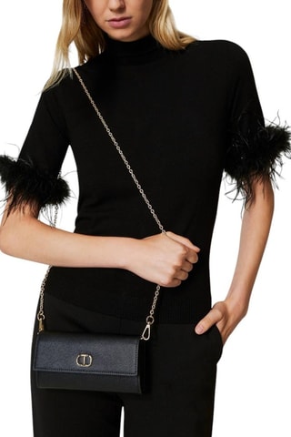 Bolso de mano de piel - Negro