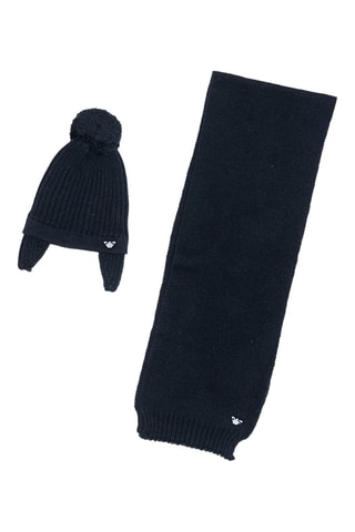 Gorro y bufanda de lana - Negro