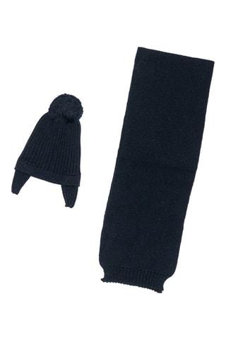 Gorro y bufanda de lana - Negro