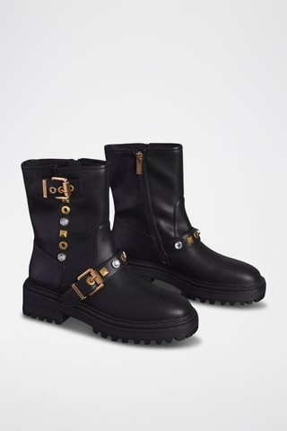 Botines de piel - Negro