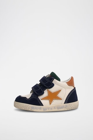 Zapatillas de piel Alnoite High - Azul marino y crudo