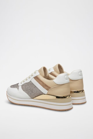 Zapatillas de cuña - Blanco y beige