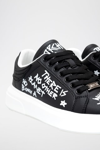 Zapatillas de piel - Negro y blanco