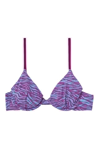 Sujetador de bikini con relleno - Celeste y violeta