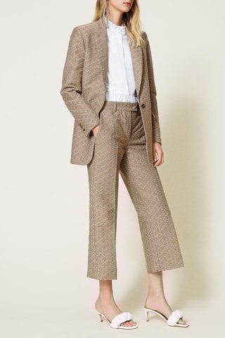 Pantalón recto 7/8 - Beige