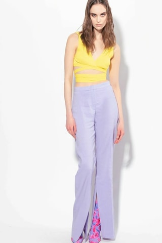 Pantalón flare de lino - Malva