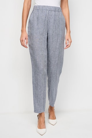 Pantalón recto de lino - Negro y crudo