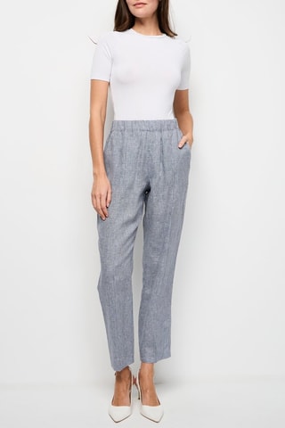 Pantalón recto de lino - Negro y crudo