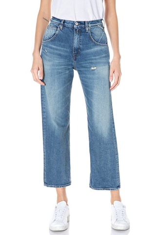 Calças de ganga com cintura subida Tapered Zanha - Azul