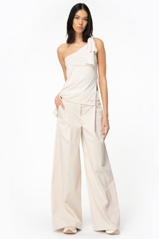 Top asimétrico de lino - Beige