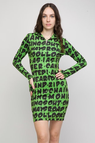 Vestido de tubo con capucha Dazolo - Verde y negro