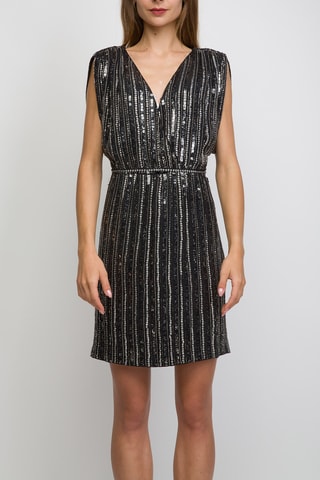 Vestido recto - Negro y plateado