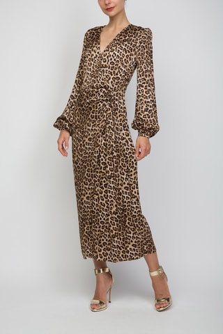 Vestido cruzado - Beige y negro