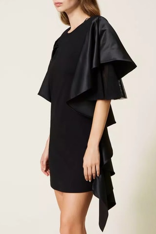 Vestido recto bimateria - Negro