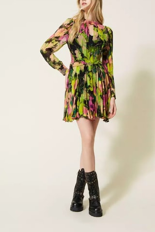 Vestido evasé - Verde y negro