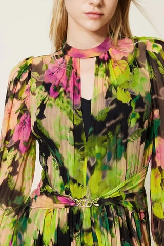 Vestido evasé - Verde y negro