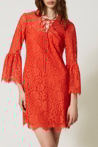 Vestido de encaje - Coral