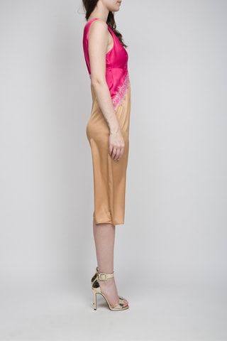 Vestido midi - Fucsia y marrón