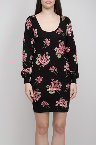 Vestido jersey - Negro y rosa