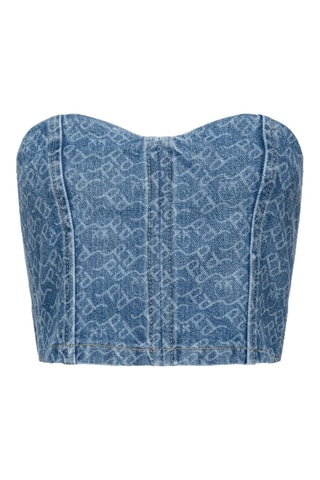 Crop top bustier en jean - Bleu