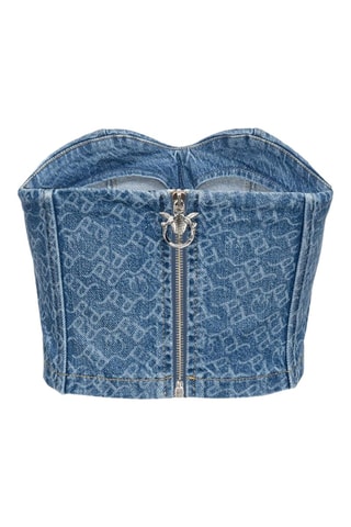 Crop top bustier en jean - Bleu